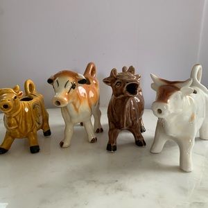 Cow Pitchers for milk/cream lot of 4, collectible